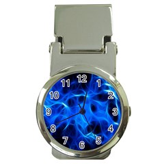 Blue Flame Light Black Money Clip Watches