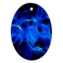 Blue Flame Light Black Oval Ornament (two Sides) by Alisyart