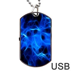 Blue Flame Light Black Dog Tag Usb Flash (two Sides)