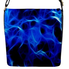 Blue Flame Light Black Flap Messenger Bag (s) by Alisyart
