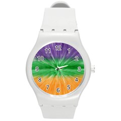 Mardi Gras Tie Die Round Plastic Sport Watch (m) by PhotoNOLA