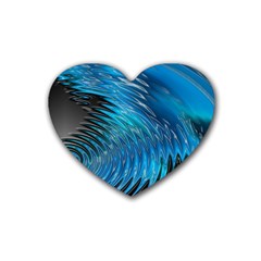 Waves Wave Water Blue Hole Black Rubber Coaster (heart) 