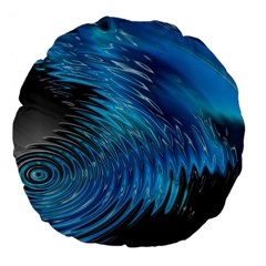 Waves Wave Water Blue Hole Black Large 18  Premium Flano Round Cushions