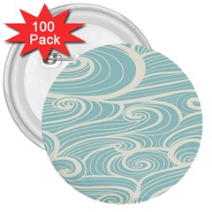 Blue Waves 3  Buttons (100 pack) 