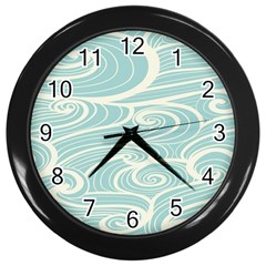 Blue Waves Wall Clocks (Black)