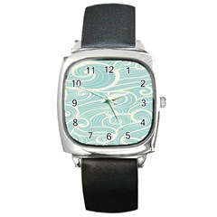 Blue Waves Square Metal Watch