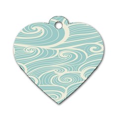 Blue Waves Dog Tag Heart (two Sides)