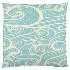 Blue Waves Large Flano Cushion Case (Two Sides)