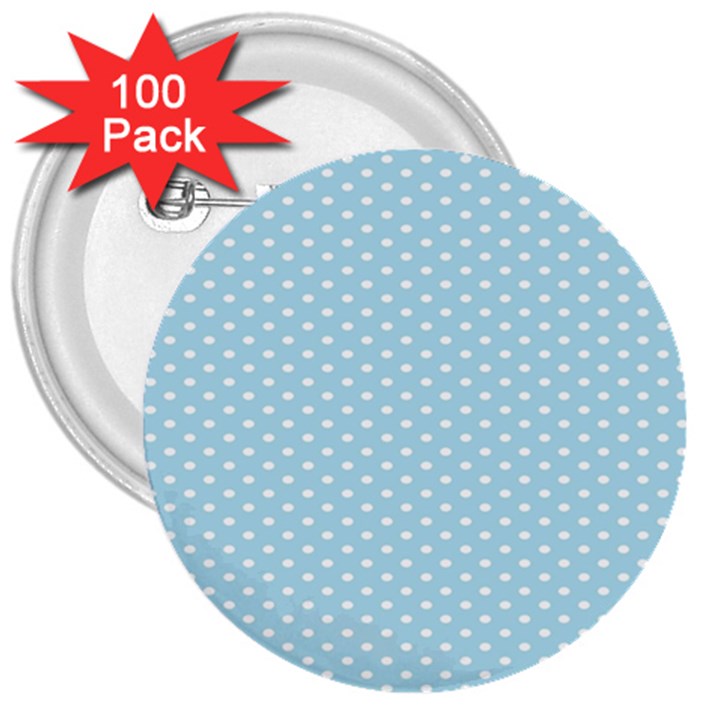 Circle Blue White 3  Buttons (100 pack) 