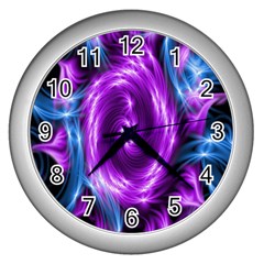 Colors Light Blue Purple Hole Space Galaxy Wall Clocks (silver) 