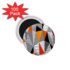 Contrast Hero Triangle Plaid Circle Wave Chevron Orange White Black Line 1 75  Magnets (100 Pack) 