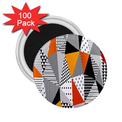 Contrast Hero Triangle Plaid Circle Wave Chevron Orange White Black Line 2 25  Magnets (100 Pack)  by Alisyart