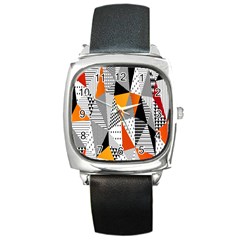 Contrast Hero Triangle Plaid Circle Wave Chevron Orange White Black Line Square Metal Watch by Alisyart