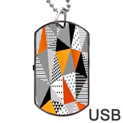 Contrast Hero Triangle Plaid Circle Wave Chevron Orange White Black Line Dog Tag Usb Flash (one Side)