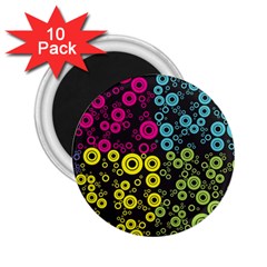 Circle Ring Color Purple Pink Yellow Blue 2 25  Magnets (10 Pack) 