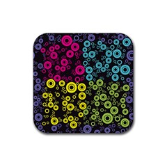 Circle Ring Color Purple Pink Yellow Blue Rubber Square Coaster (4 Pack)  by Alisyart