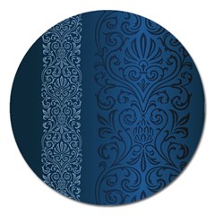 Fabric Blue Batik Magnet 5  (round) by Alisyart