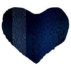 Fabric Blue Batik Large 19  Premium Heart Shape Cushions
