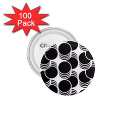Floral Geometric Circle Black White Hole 1 75  Buttons (100 Pack) 