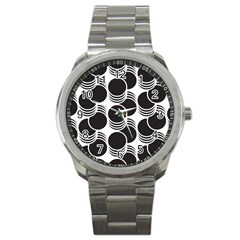 Floral Geometric Circle Black White Hole Sport Metal Watch by Alisyart