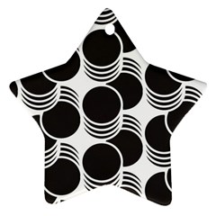 Floral Geometric Circle Black White Hole Star Ornament (two Sides)