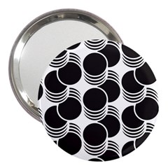 Floral Geometric Circle Black White Hole 3  Handbag Mirrors