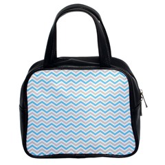 Free Plushie Wave Chevron Blue Grey Gray Classic Handbags (2 Sides)