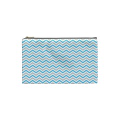 Free Plushie Wave Chevron Blue Grey Gray Cosmetic Bag (small) 