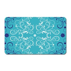 Flower Leaf Floral Love Heart Sunflower Rose Blue White Magnet (rectangular) by Alisyart