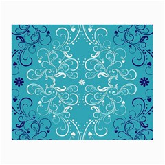 Flower Leaf Floral Love Heart Sunflower Rose Blue White Small Glasses Cloth (2-side) by Alisyart