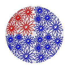 Flower Floral Smile Face Red Blue Sunflower Ornament (round)