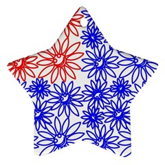 Flower Floral Smile Face Red Blue Sunflower Ornament (star) by Alisyart