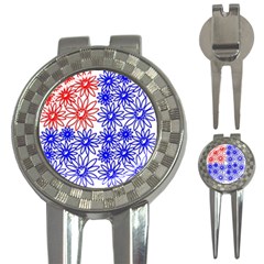 Flower Floral Smile Face Red Blue Sunflower 3-in-1 Golf Divots by Alisyart