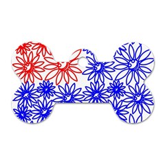 Flower Floral Smile Face Red Blue Sunflower Dog Tag Bone (two Sides) by Alisyart