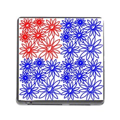 Flower Floral Smile Face Red Blue Sunflower Memory Card Reader (square)