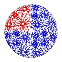 Flower Floral Smile Face Red Blue Sunflower Ornament (round Filigree) by Alisyart