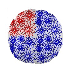 Flower Floral Smile Face Red Blue Sunflower Standard 15  Premium Flano Round Cushions by Alisyart