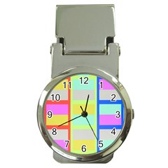 Maximum Color Rainbow Red Blue Yellow Grey Pink Plaid Flag Money Clip Watches