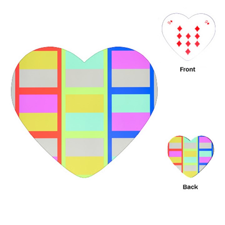 Maximum Color Rainbow Red Blue Yellow Grey Pink Plaid Flag Playing Cards (Heart) 