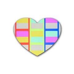 Maximum Color Rainbow Red Blue Yellow Grey Pink Plaid Flag Heart Coaster (4 Pack) 