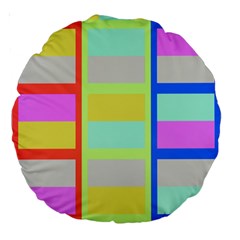 Maximum Color Rainbow Red Blue Yellow Grey Pink Plaid Flag Large 18  Premium Round Cushions by Alisyart