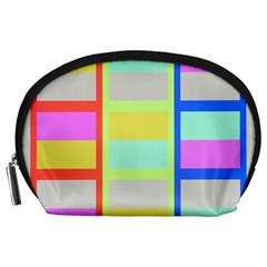 Maximum Color Rainbow Red Blue Yellow Grey Pink Plaid Flag Accessory Pouches (large) 