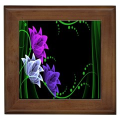 Neon Flowers Floral Rose Light Green Purple White Pink Sexy Framed Tiles