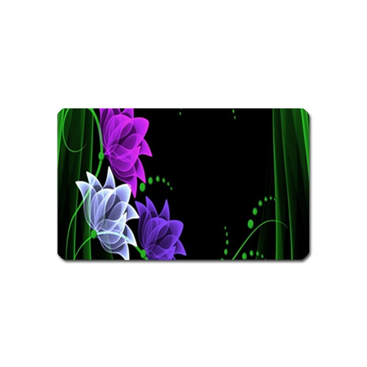 Neon Flowers Floral Rose Light Green Purple White Pink Sexy Magnet (Name Card)