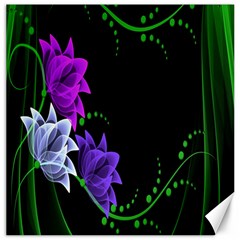 Neon Flowers Floral Rose Light Green Purple White Pink Sexy Canvas 20  X 20  