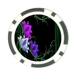 Neon Flowers Floral Rose Light Green Purple White Pink Sexy Poker Chip Card Guard (10 Pack)