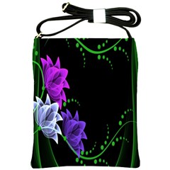 Neon Flowers Floral Rose Light Green Purple White Pink Sexy Shoulder Sling Bags