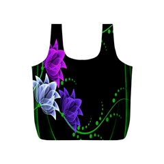 Neon Flowers Floral Rose Light Green Purple White Pink Sexy Full Print Recycle Bags (s)  by Alisyart