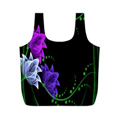 Neon Flowers Floral Rose Light Green Purple White Pink Sexy Full Print Recycle Bags (m)  by Alisyart