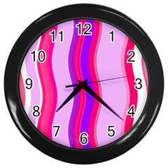 Pink Wave Purple Line Light Wall Clocks (black)